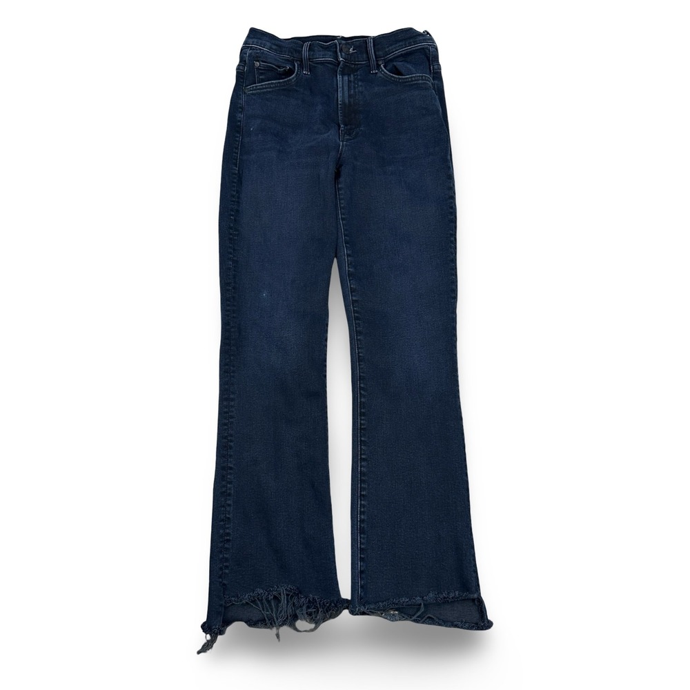 MOTHER The Insider Crop Step Fray Jeans Night In Venice Dark Blue High Rise 27